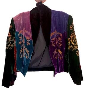Velvet Multicolor Embroidered Jacket